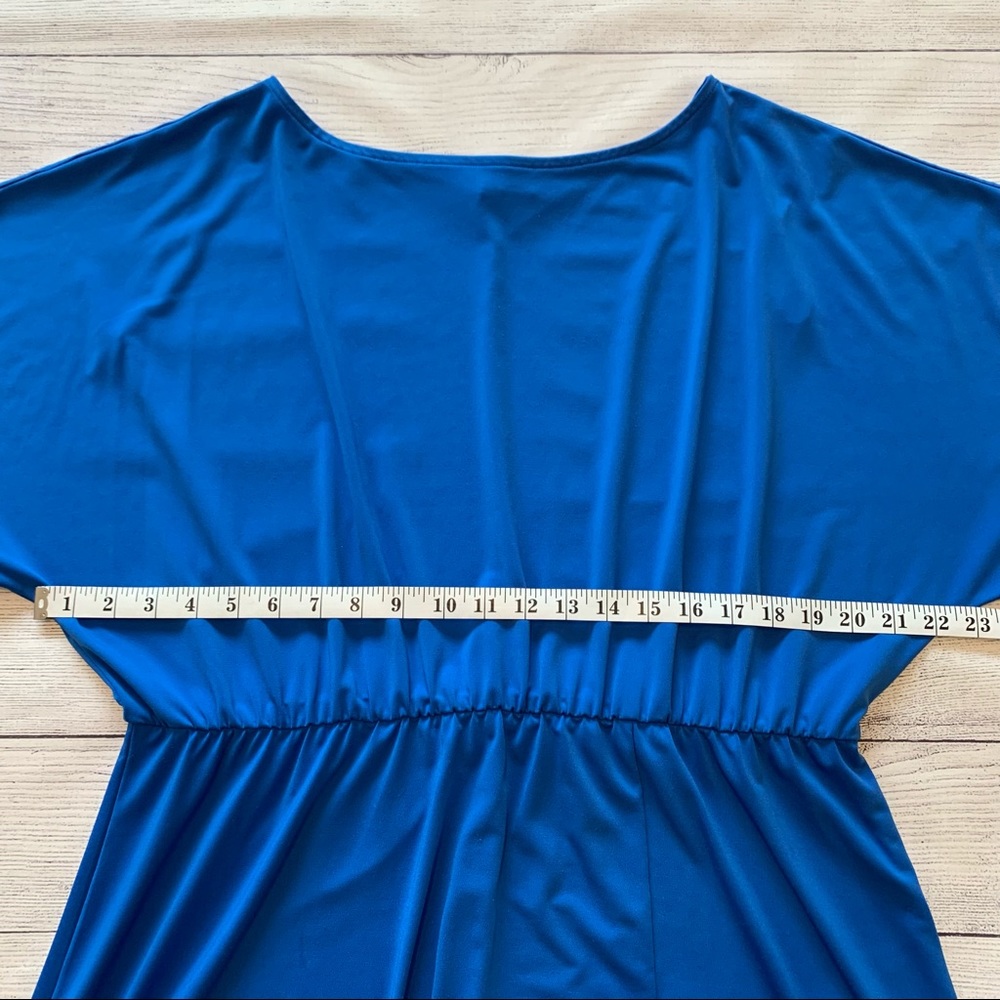 Eloquii Dolman Sleeve Maxi Dress with Slit in Piction Blue - Picture 4 of 10